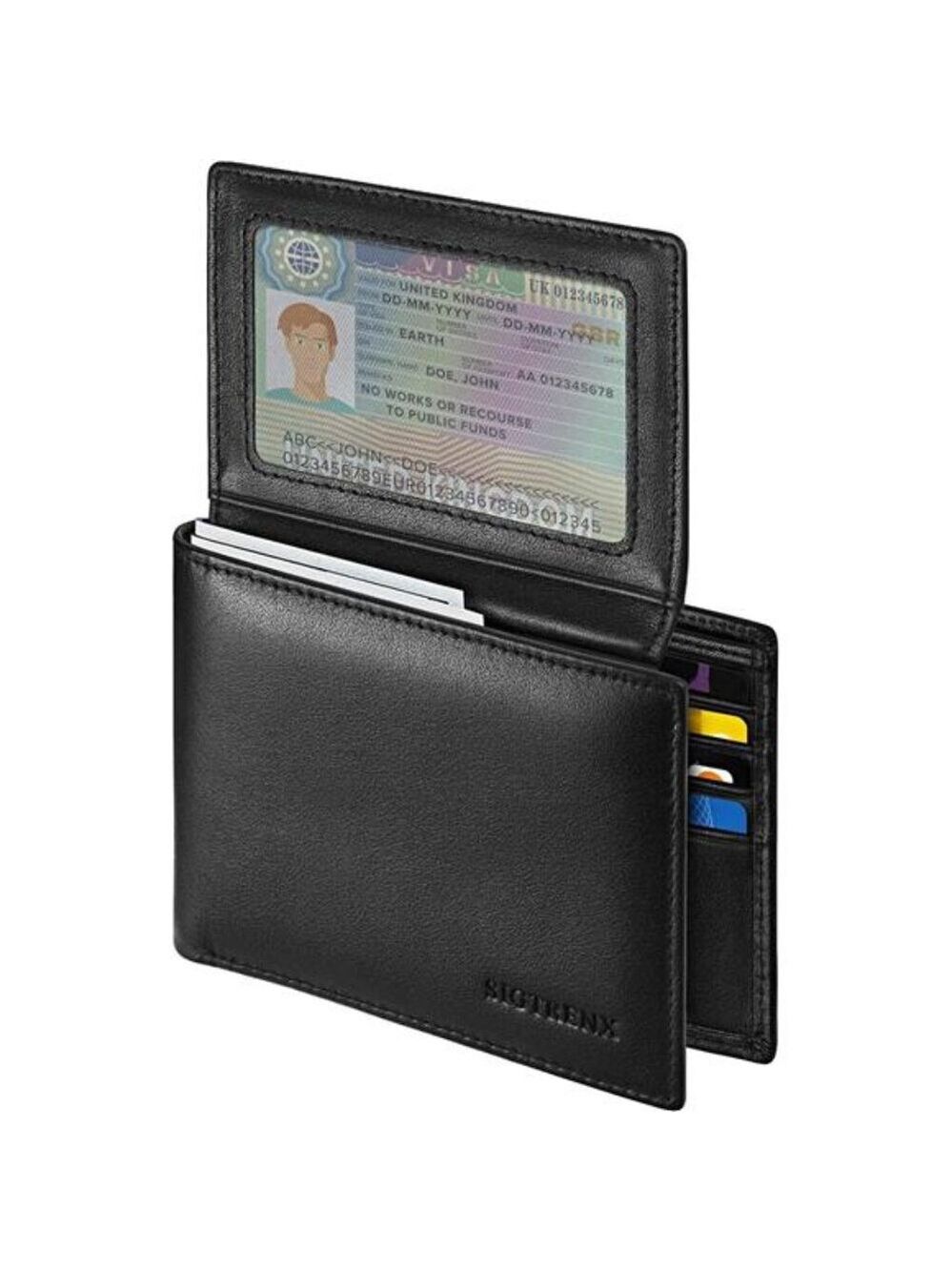Mens Leather Wallet Bifold RFID Blocking 10 Card Slots 2 ID Windows Gift